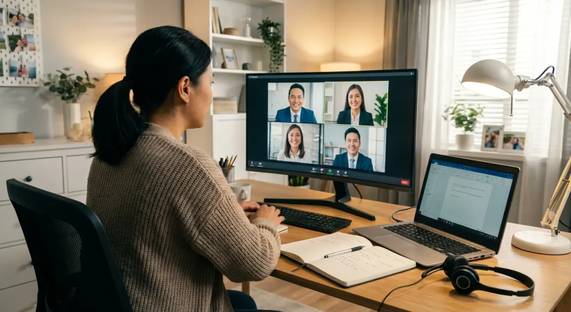Filipino remote team collaborating on a video call